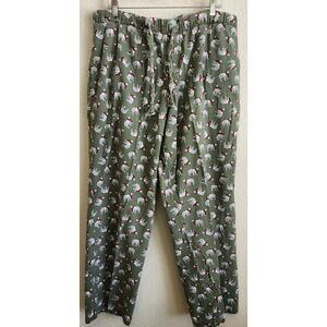 Old Navy Green White Red Polar Bear Print Pajama Pants Large Pockets Lightweight